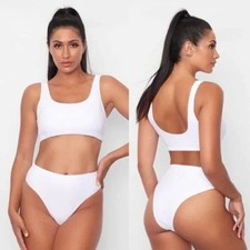 NWT Frederick's of Hollywood Vedra White Bikini Swim Bathing Suit Size Small