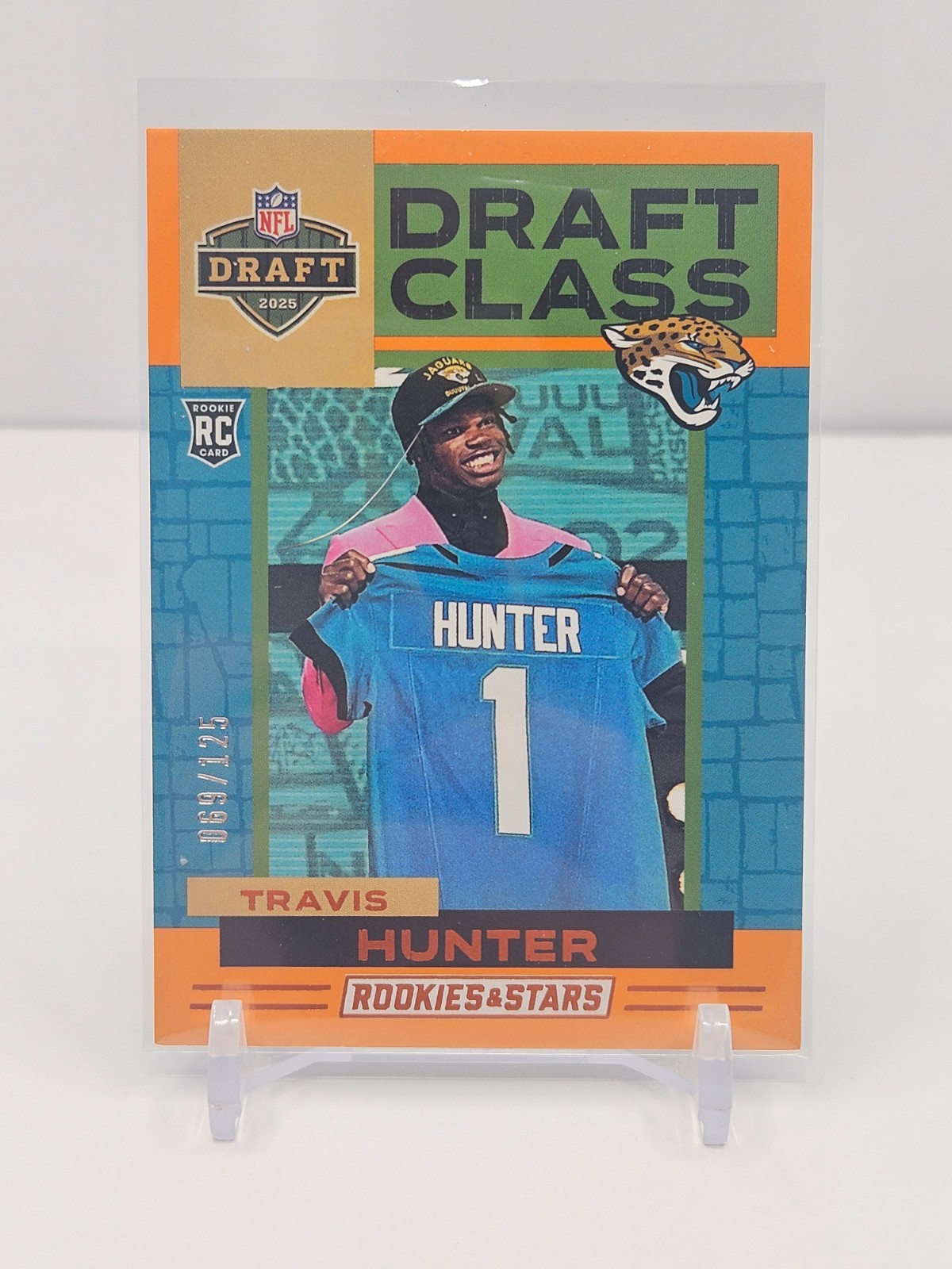 TRAVIS HUNTER 2025 ROOKIES & STARS ROOKIE DRAFT CLASS ORANGE! RC! #069/125!