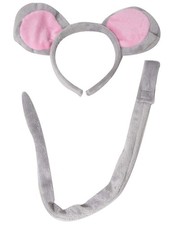 Mouse Ears  Tail Costume - Oversized Plush - Grey