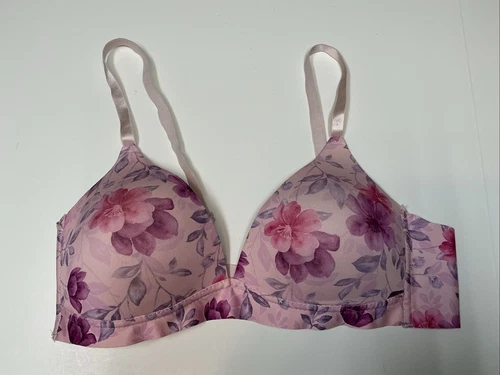 Catherine Malandrino Bra 38B Pink Gray floral push-up Multiway Strap Make Offer