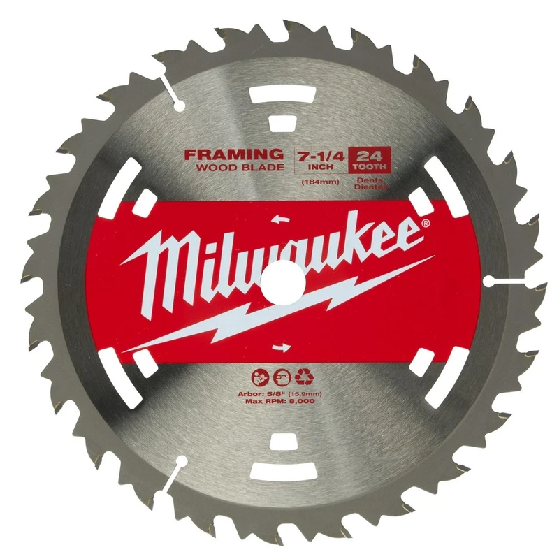 Milwaukee 48-40-1711 7-1/4-inch 24T framing blades, 25-pack