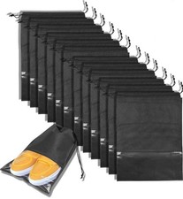 12 Pcs Travel Shoe Bags w/Rope, Large Shoes Pouch Storage Organizer 17.3"X12.6"