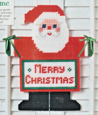 Santa's Welcome Sign - PLASTIC CANVAS PATTERN Removed from Magazine - Christmas