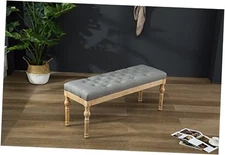  Habit Solid Wood Button Tufted Dining Bench Grey
