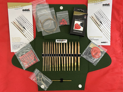 Addi Click Nature OLIVEWOOD Interchangeable Needle Set, Plus HeartStoppers