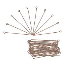 200Pcs Eye Pins Jewelry Findings 45mm Iron Eye Pin 21 Gauge Head Pins Red Copper