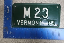 Vermont Vt License Plate Tag Motorcycle MC 1959 59 #M 23 Green Mountain State