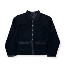 GUDRUN SJODEN Jacke Damen Größe M schwarz Leinenmischung Kragen Knopfleiste