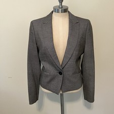 Women s Brooks Bothers 6P Wool Blend Loro Piana Blazer Jacket Black Crop Stella