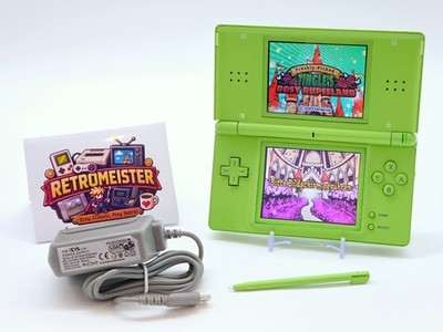Nintendo DS Lite Shiny Green Custom + neue Displays + Charger   Refurbished  