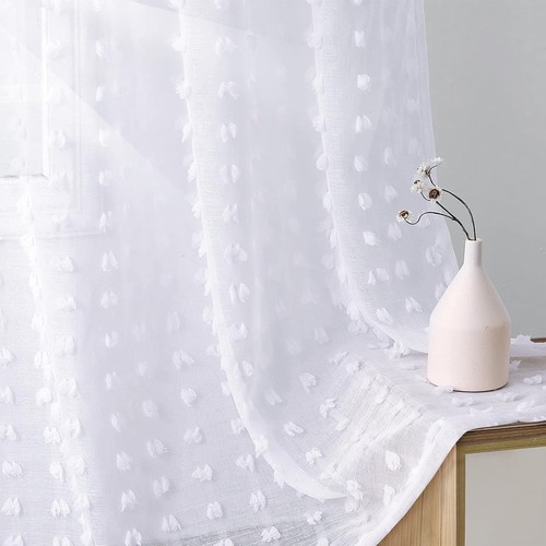 Sheer Curtains 84 Inch Length 2 Panels Sets for Living Room Bedroom 38 Inch W...