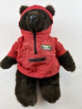 Vintage LL Bean Plush Brown Teddy Bear Red Rain Parka Anorak Jacket 16  