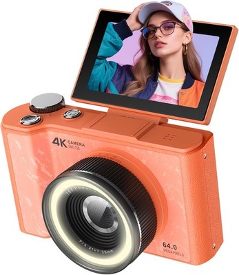 W&O Digital Camera 4k UHD 64MP 16X Digital Zoom Compact Point & Shoot with 32GB
