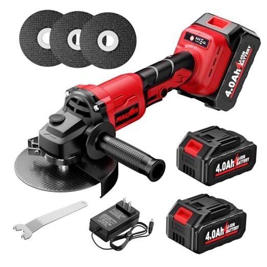 Cordless Angle Grinder 4-1/2 inch, Power Angle Grinder with 2x4.0Ah Battery,