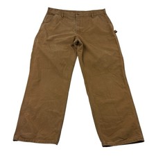 Carhartt Khaki Dungaree Fit Carpenter Pants 5-Pocket Made in USA Cotton 42x32