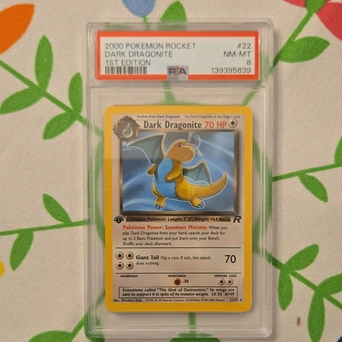 Pokémon Team Rocket Dark Dragonite 1st Edition Rare #22/82 PSA 8 2000
