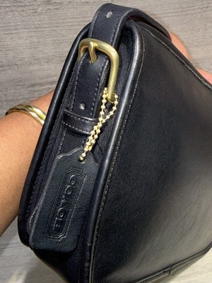 Vintage Coach Mitchell Zip 9938 Black Leather Crossbody USA 1994