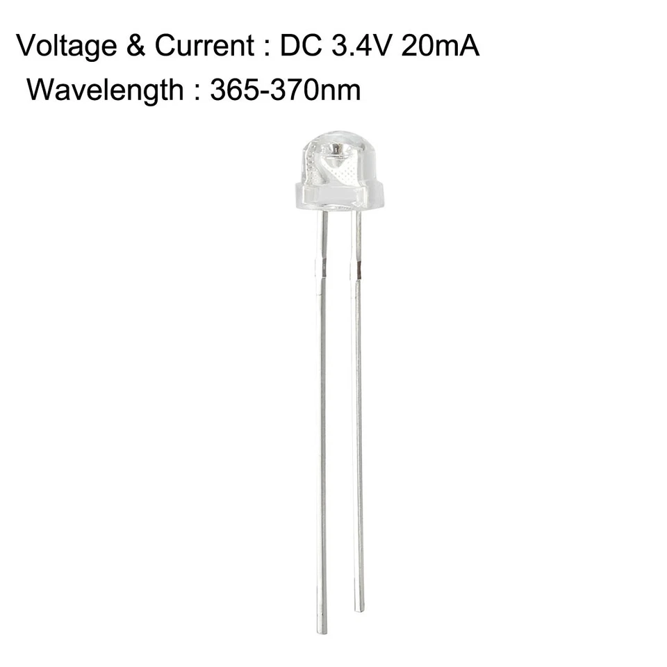 UV Diode électro-luminescente Ultra-violet L ED DIP Ampoule éclairage Lampe 5Pcs - Bild 3 von 4