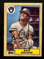 BEN OGLIVIE 1987 TOPPS #586 AUTO SIGNED MILWAUKEE BREWERS PANAMA TIGERS RED SOX