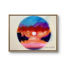 14"x11"Modern Abstract Canvas Sunset Painting - Conteporary Home Art