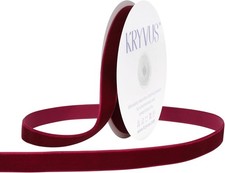 Wine Velvet Ribbon 5/8 Inch x 12 Yards, Nylon Vintage Velvet Ribbons for Christm