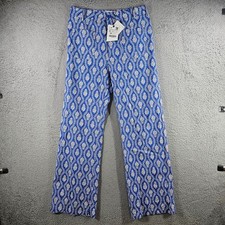 Zara Blue White Leaf Print Wide Leg Pants High Rise Trousers 3198/246 Size S NEW