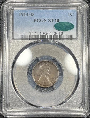 1914-D Lincoln Wheat Cent 1c Penny PCGS XF40 CAC