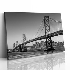 San Francisco Oakland Bay Bridge Canvas Framed Print Picture Wall Art