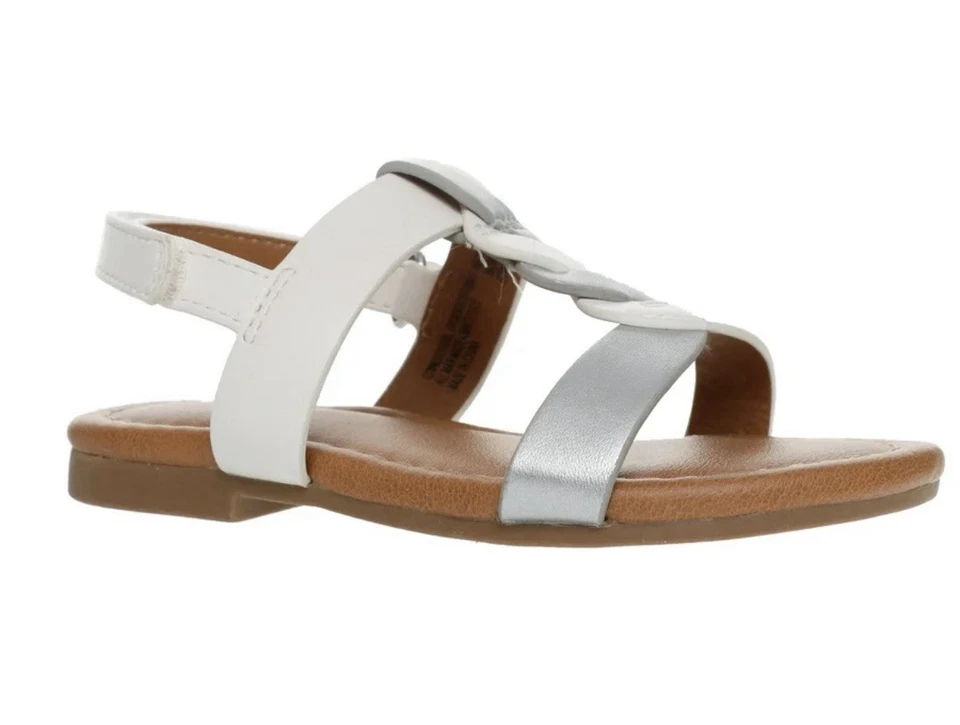 Sandalias Wonder Nation trenzadas para niña blancas y plateadas talla 9 Foto 2 de 4