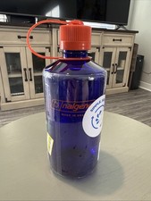 Nalgene Sustain Bottle 32oz Blue Narrow Mouth Orange Cap bpa free