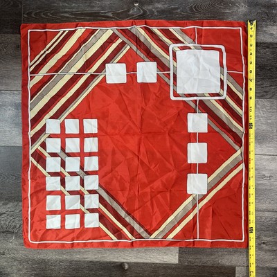 Chic Vintage Retro 60s 70s Geometric Scarf Brown Orange Red  26  Italy