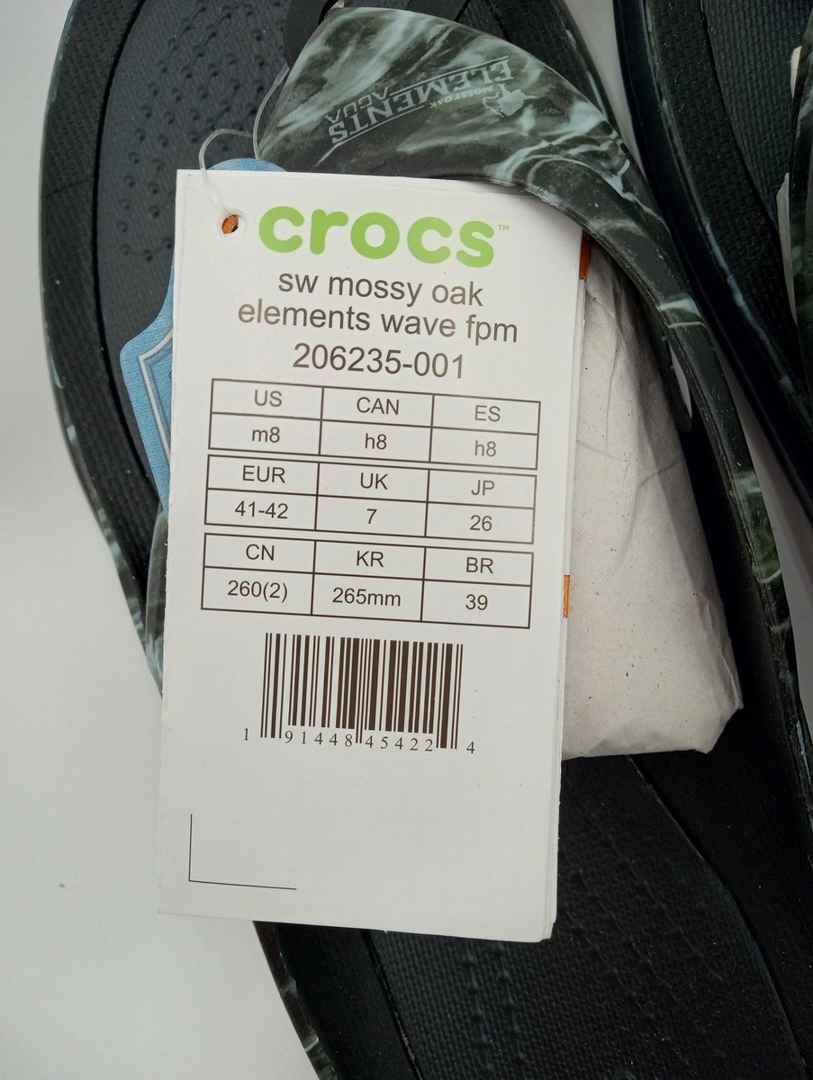 Crocs Flip Shoes Mens Black Camo Sandals Comfort Mossy Oak 206235