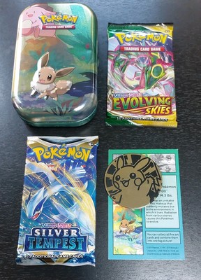 Pokemon TCG: Kanto Friends Mini Tin Open Eevee 1 Evolving skies 1 Silver  Tempest | eBay UK