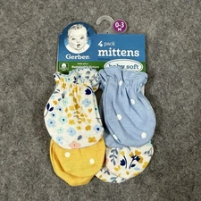 Gerber Baby Soft No Scratch Mittens Gloves Toddler/Kid's Size 0-3m Multicolors