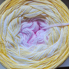 Farbverlaufsgarn, 4-fach, 935m, 237 g. Gelb-weiss-rosa
