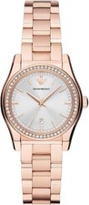 Image of emporio armani ar11558 federica silver crystal dial rose gold 32mm ladies watch
