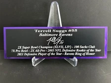 Terrell Suggs Nameplate Baltimore Ravens Autograph Photo Ball Helmet Jersey