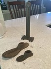 ANTIQUE CAST IRON COBBLER SHOE REPAIR STAND & 2 SHOE MOLDS — photo 2