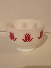 Vintage Fire King Milk Glass Red Tulip Cottage Cheese Bowl