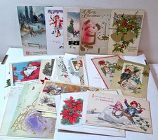 Vintage Merry Christmas greetings, Santa Claus, old postcard lot (48)