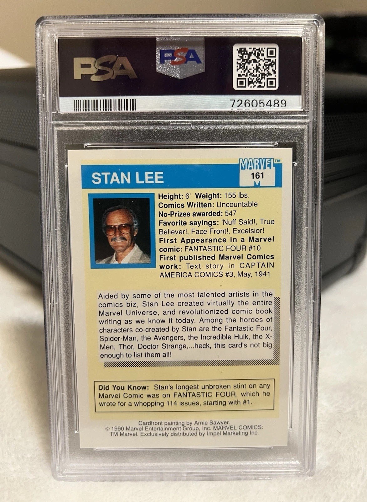 1990 IMPEL MARVEL UNIVERSE #161 STAN LEE LEGEND MR. MARVEL PSA 10 GEM MINT! view 2