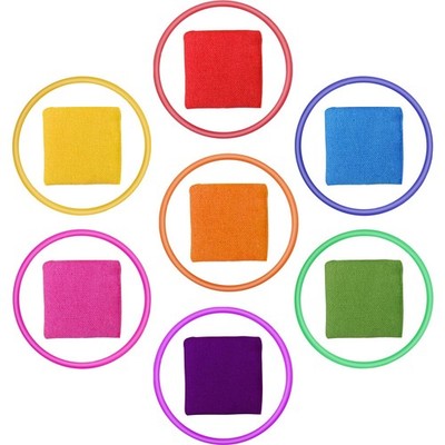 FRIUSATE 14-teiliges Wurfspiel-Set, 7-teilig Nylon Sitzsäcke (5 * 5 cm) normal, rosa 