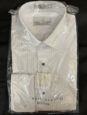 Neil Allyn 15 1/2 32/33 White Pleated Tuxedo Shirt Fitted Cotton