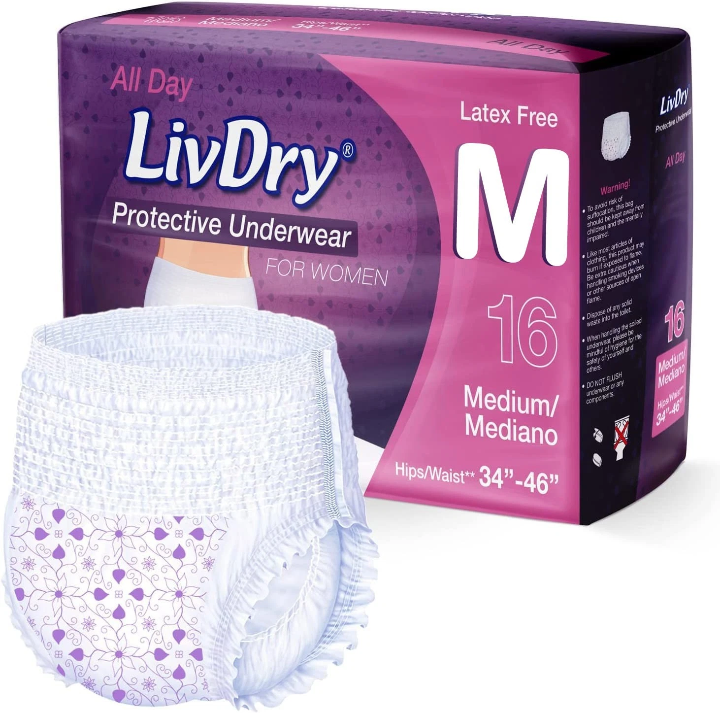 Livdry M Adult Diapers Overnight, Ultimate Max Absorbency, All Day or Night P...