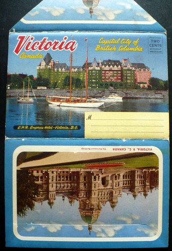1950s Victoria BC Canada Crystal Garden Pool CPR Ferries Oak Bay Golf