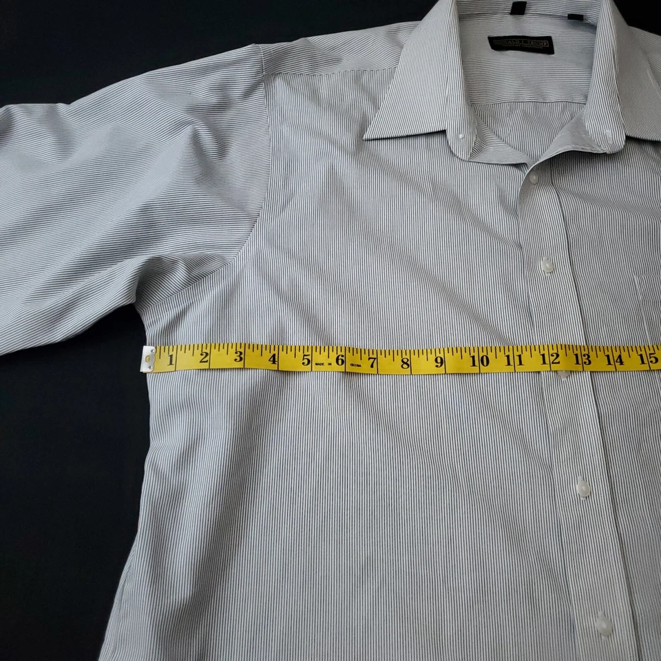 Camisa con botones Donald Trump Signature Collection para hombre 17,5 34/35 a rayas blanca Foto 3 de 4
