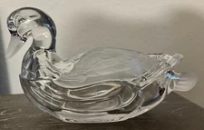 Shannon clear Crystal Duck candy box with lid glossy & frosted 10.5"