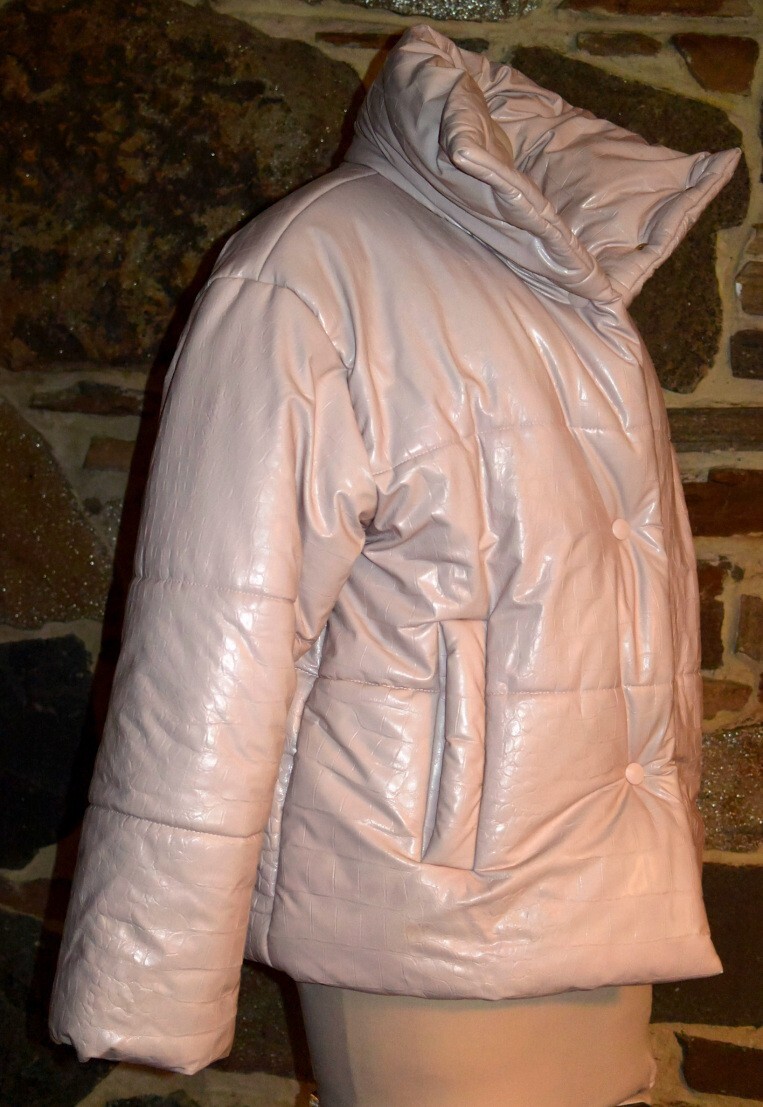 Nanushka Budapest Hide Blush Vegan Alt Leather Croco Puffer Coat Jacket-L image 5
