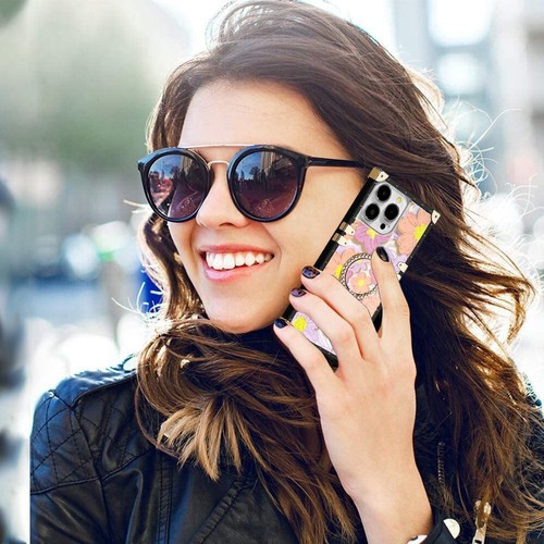 For Various Phone Oil Painting Flower Case Diamond Ring Holder Shockproof Cover - Picture 8 of 9