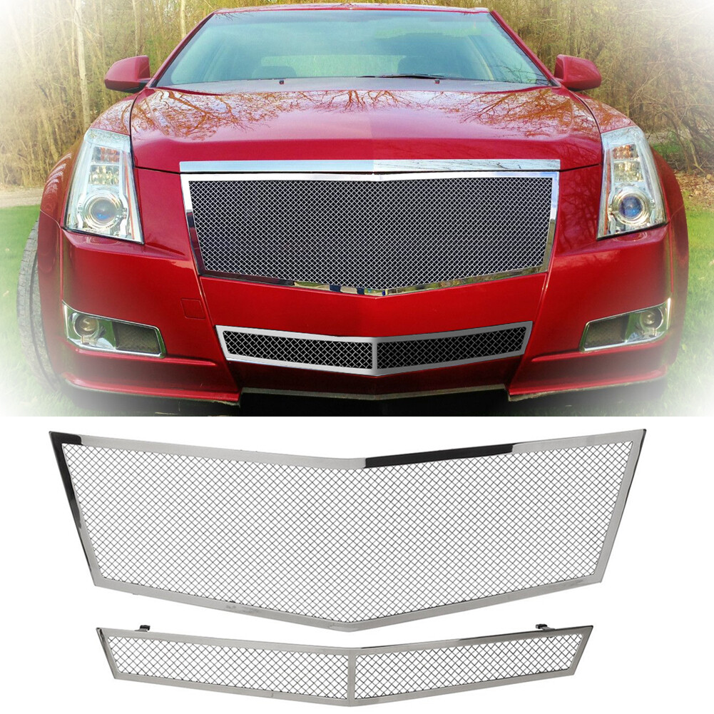 Fits 2008-2013 Cadillac CTS Stainless Steel Chrome Mesh Grille Grill Insert